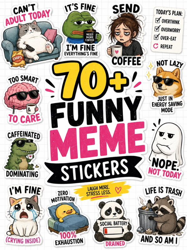 Viral Meme Stickers Pack – Funny Cute