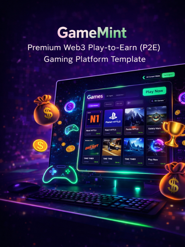GameMint - Premium Web3 Play-to-Earn (P2E) Gaming Platform Template