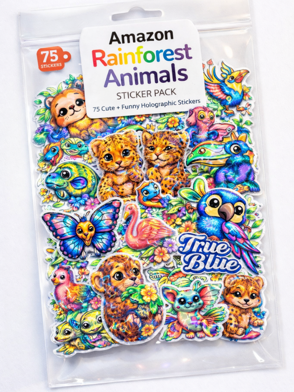Amazon Rainforest Animal Sticker Pack – 75 Holographic Cute