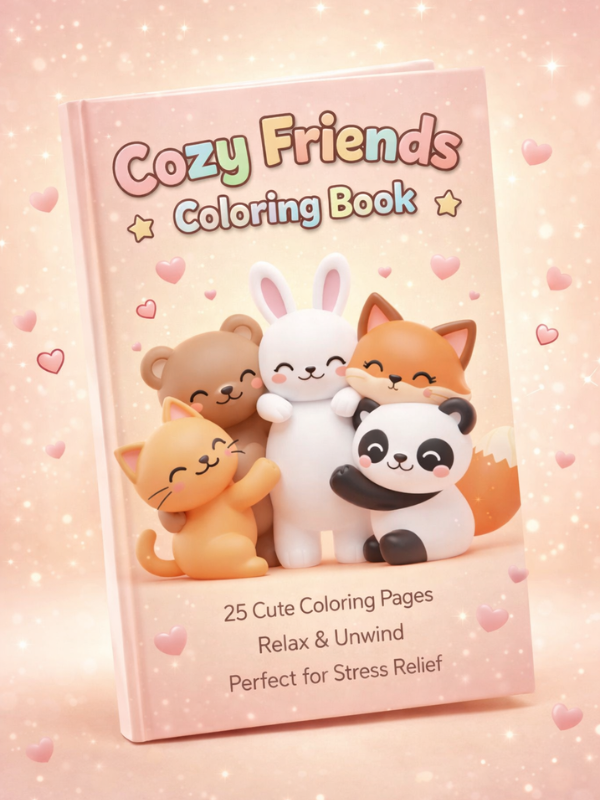 Cute Cozy Animals Coloring Book for Adults and Teens