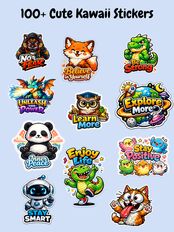 Kawaii Cute Stickers Pack – 100+ Adorable Vinyl Stickers - Image 3