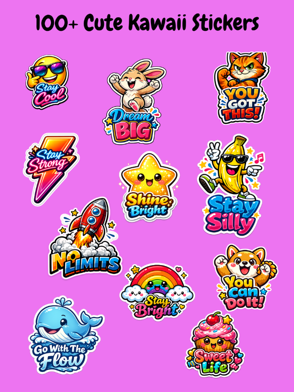 Kawaii Cute Stickers Pack – 100+ Adorable Vinyl Stickers - Image 5
