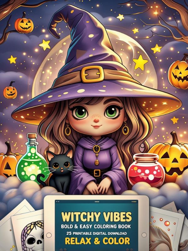 Witchy Vibes Bold & Easy Coloring Book