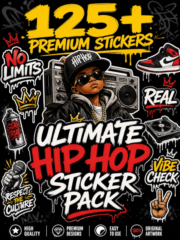 Hip-Hop Graffiti Sticker Pack – Urban Street Style PNG Bundle